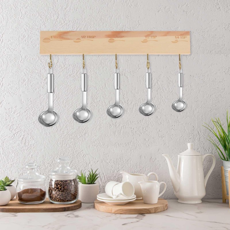SoeKoa Premium Bamboo Measuring Cups and Spoons Rack, Measuring Cup