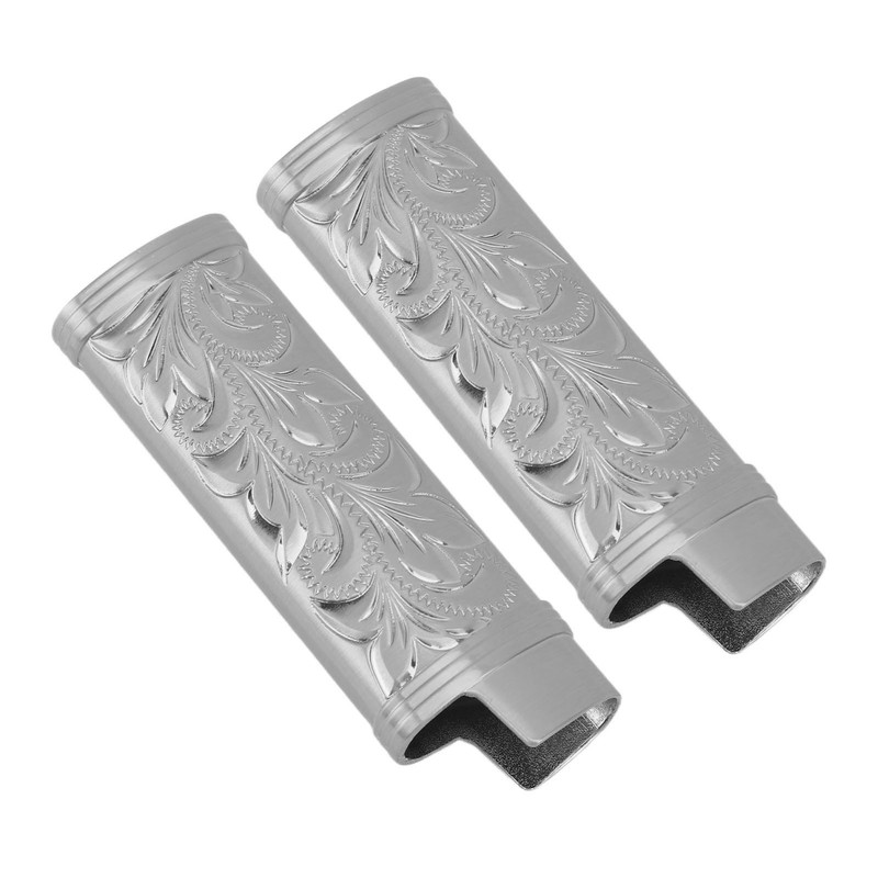 2Pcs Lighter Case Zinc Alloy Lighter Storage Container Floral Pattern