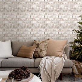 COMSTICKC 10 Pcs 3D Brick Wall Panel Peel and Stick Brick Tiles 12"X12" DIY Lightweight PVC Whitewash Brick Wall Tile Self Adhesive Brick Paneling Faux Brick Backsplash for Interior Wall Decor