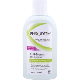 Phisoderm Anti-Blemish Gel Cleanser Combination to Oily Skin Acne Treatment 6 Oz