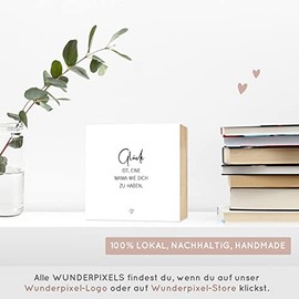 Wunderpixel¬Æ Holzbild Geschenk Gl√ºck ist Mama wie dich - 15x15x2cm zum Hinstellen/Aufh√§ngen, echtes Foto mit Spruch auf Holz - schwarz-wei√ües Wand-Bild Aufsteller Dekoration Geschenk-Idee