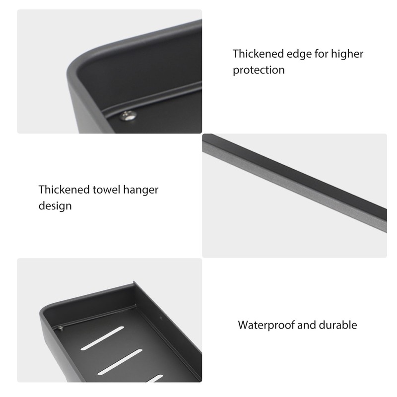 Shower Caddy Wall Mount Shelf Basket Aluminium Large Capacity Modern