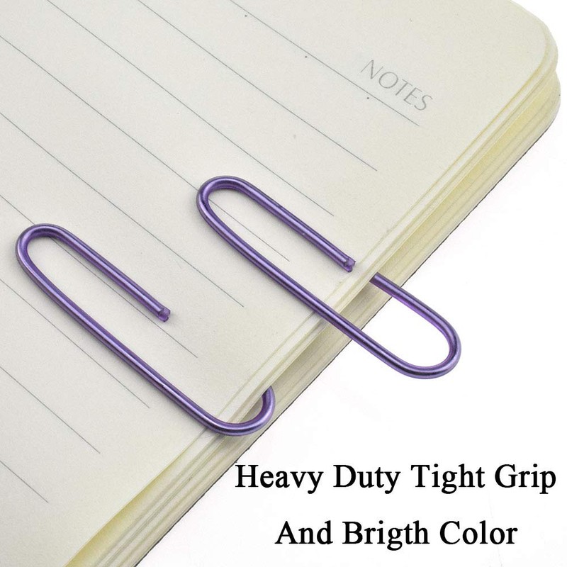 HAHIYO Paper Clips Large 2 inches Length Purple Paperclips Vinyl