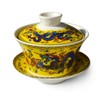 Gaiwan Tea Cup Chinese Dargon Sancai Cover Bowl Lip Coaster