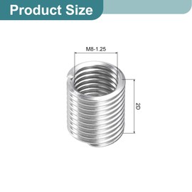 sourcing map 30Pcs Helical Threaded Inserts, M8-1.25x2D 304 Stainless Steel Threaded Socket, Thread Repair Insert for Plastic Wood Thread Repair