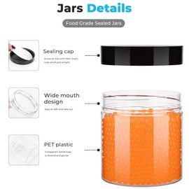 4 oz Plastic Jars with Black Lid,36 Pack Round Cosmetic Containers with Screw Lids,120ml Empty Plastic Slime Jar for Cream,Ointments,Food Storage,Crtafts