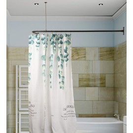 Artiwell L Shaped Shower Curtain Rod, Bathroom Bathtub Corner Shower Curtain Rod with Ceiling Support (MATT BLACK)