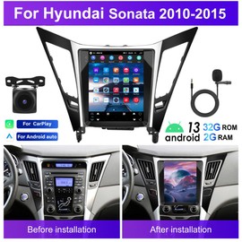 9.7 Inch Android 13 Car Stereo for Hyundai Sonata 2011-2015 IPS Touch Screen Double Din Car Radio Receiver w/Wireless Carplay Android Auto GPS Navigation Bluetooth Wifi SWC BT Backup Camera Mic, 2+32G