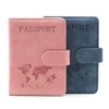 ShigKeu 2 Pcs PU Leather Passport Holder Cover Wallet Case