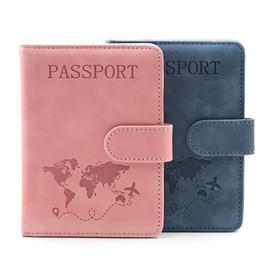 ShigKeu 2 Pcs PU Leather Passport Holder Cover Wallet Case