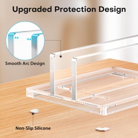OMOTON Vertical Laptop Stand for Desk, Acrylic Laptop Holder Desktop Clear Adjustable Dock for MacBook Pro Air, HP, All Gaming Laptops up to 17” (Clear, Single Slot)