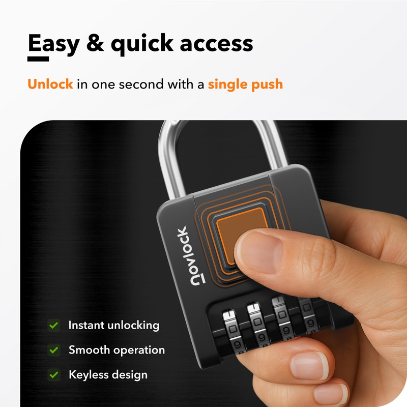 Combination Padlock - Heavy Duty Weatherproof 4 Digit Combination Lock
