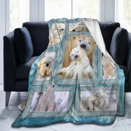 Polar Bear Throw Blanket Cozy Plush Cute Bears Flannel Fleece Ultra Soft Blankets Lightweight Fuzzy Party Blanket Gifts for Girls Women Men Boys Bed Couch Sofa 50"x40"