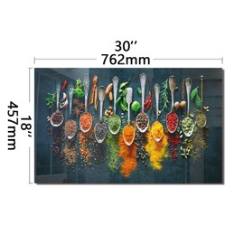 DAIFURONGE Spice Tempered Glass Backsplash For Kitchen Behind Stove,Stove Backsplash Top Cover,Easy to Clean Glass Splashback, Sink Cover Splash Guard,Home Kitchen Wall Decor (30"x18"(76.2x45.72cm))