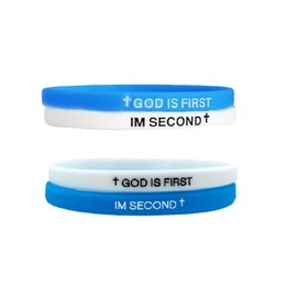 xuzhiyuan GOD IS FIRST IM SECOND Christian Rubber Bracelets Inspirational Engraved Bible Verses Cross Silicone Bracelet for Women Men Faith Gifts-E