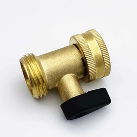 Teensery Brass Hose Shut Off Valve 3/4 Inch Garden Hose Connector Water Hose Turn Off Valve Connector, 1 Piece