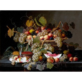 Still Life with Fruit by Severin Roesen Accent Tile Mural Kitchen Bathroom Wall Backsplash Behind Stove Range Sink Splashback One Tile 10"x8" Ceramic, Glossy
