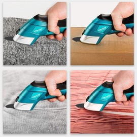 220V Handheld Electric Scissors Shears Rechargeable Leather Fabric Cutting Tool for Craft Sewing Cardboard Scrapbooking(Battery & 2 Cutting Blades Include)