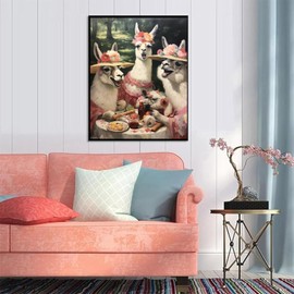 XTXGERL DIY Paint by Numbers on Canvas, Laughing Llama Park, DIY Canvas Oil Painting Kit for Adults for Bedroom Office Arts Craft Decor, 40x50cm