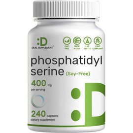 DEAL SUPPLEMENT Fosfatidilserina 400 mg | 240 Cápsulas, Libre de Soja y Derivada de Lecitina de Girasol | Suplemento Nootrópico Avanzado para la Salud Cerebral