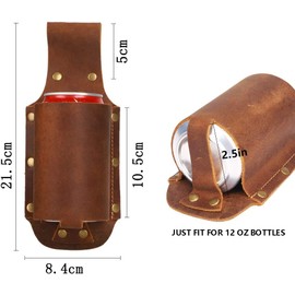 Beer Holder,Leather Beer Holster Bottle Holders,Beer Belt Holder Beer Gifts for Men,BBQ/Grilling Gifts for Travel Camping Party Outdoor,Cool Beer Accessories Gadgets for Men (Brown)