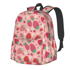 sunwarshile Strawberry Pink Backpack Bookbag For Girls Boys To School Lightweight Casual Laptop Backpacks Travel Daypack