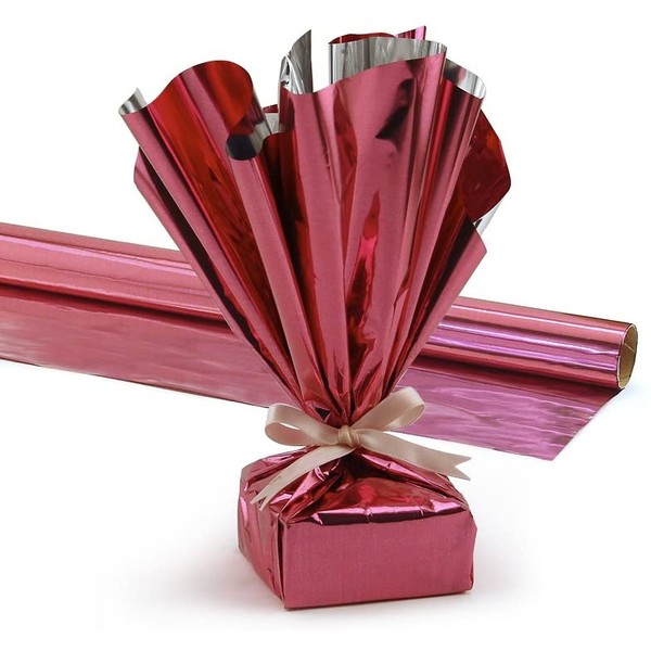 Hygloss Products Mylar Gift Wrap Roll - Great for Gift Bags, Baskets – 24 Inch x 8.3 Feet, Pink