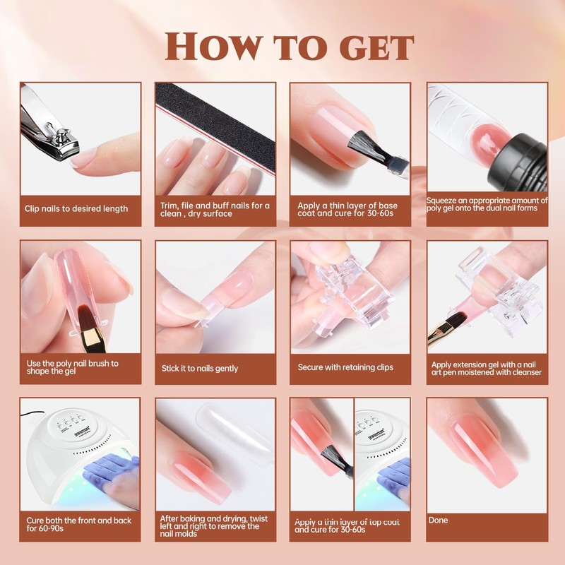 JEWHITENY 14 pcs Poly Gel Nail Extension Kit With Drill