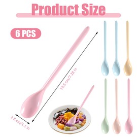 6 Stück Eierlöffel Kunststoff, Eierlöffel Plastik Lang 18.5cm, Lang Kunststoff Bunt Bruchfester, Mehrweg Plastiklöffel Lang Bunt, Farbe Langer Marmeladenlöffel für Kaffee Getränke Joghurt Longdrink