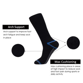 JOYNÉE Mens 6 Pack Athletic Performance Cushion Crew Socks for Running and Workout,Black,Sock Size:10-13