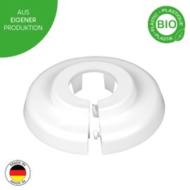 Organic Single Heating Pipe Rosette, Heating Pipe Cover, 15 mm, 18 mm, 22 mm, Cover Rosettes, Heating, Trim, Radiator Rosettes, White Bio-Based Polyethylene, White (18 mm)