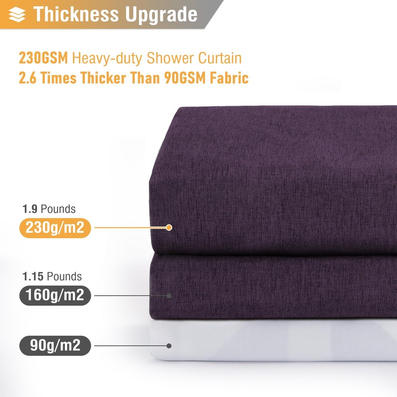 BTTN Purple Shower Curtain - Linen Textured Heavy Duty Waterproof