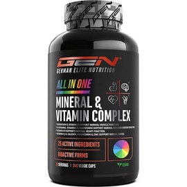 ALL IN ONE Mineral & Vitamin Complex - 25 bioaktive Vitamine, Mineralstoffe & Spurenelemente - Mit Magnafolat® PRO, K2VITAL® MK-7 & Methylcobalamin - Hochdosiert - Vegan - 240 Kapseln