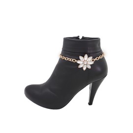 Women Fashion Boot Chains Bracelet Metal Chain Heels Shoe Silver Flower Anklet Charm Gold Color
