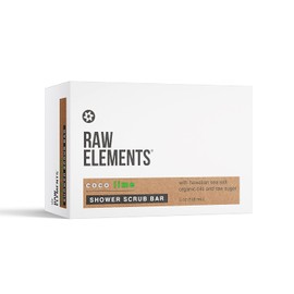 Raw Elements Barra Exfoliante Para Ducha Coco Lime: Exfoliante Corporal Orgánico Limpiador Y Exfoliante, Aroma A Hierbas Y Aceite Esencial De Coco Y Lima, 3,5 Oz 5 Onzas (Paquete De 1)