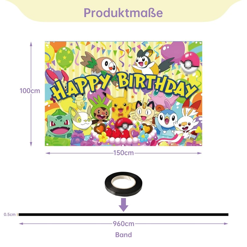 YFCHOTI Happy Birthday Banner, Children's Birthday Background Banner, Colourful Cartoon