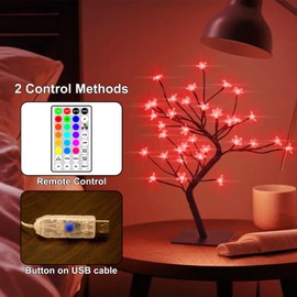 YATOSEEN 36-LED Artificial Illuminated Cherry Blossom Tree, RGB Cherry Blossom Tree Light with Remote Control, 16 Color Changes, Home Decor Night Light,Suitable for Valentine's Day, Christmas,Wedding