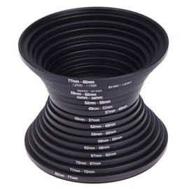 Step Up/Down Lens Filter Ring Adapter Set 37-82 mm for Canon for Nikon Camera 18 Pieces