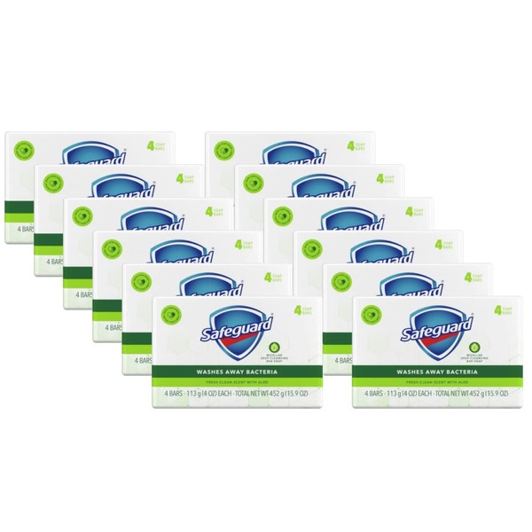 Safeguard White Soap, 4 Oz Ea. - 12 Packs x 4 Count, 48 Bars Case