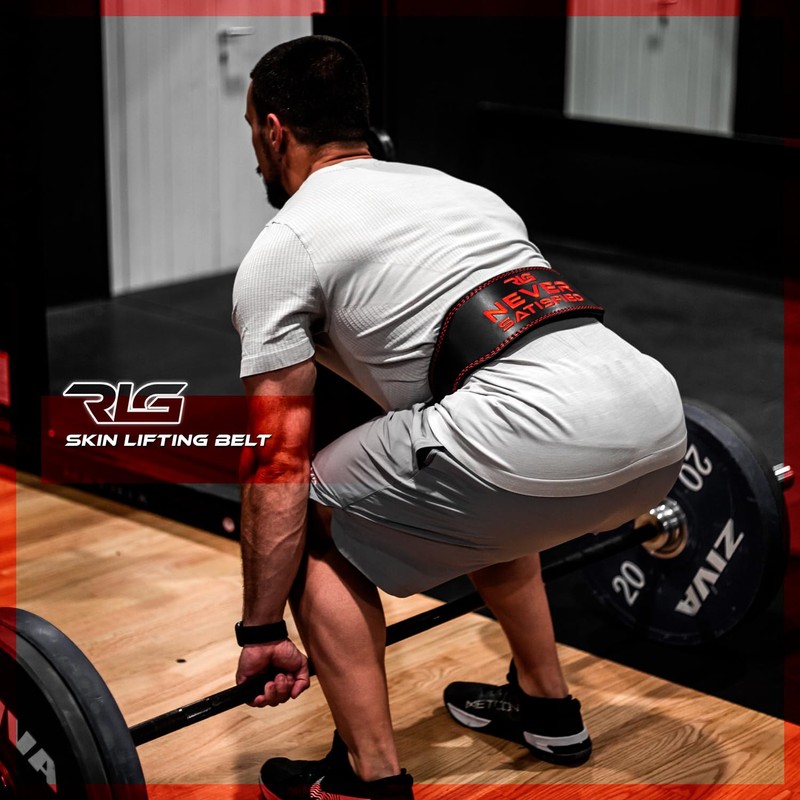 RL Grips® Leather Gym Belt - Padded Leather Lumbar Support
