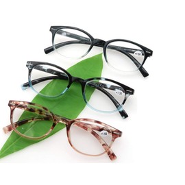 Reading Glasses 1.0 Women 3 Pack Spring Hinge Fashion Round Stylish for Reading with Pouch