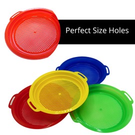 4E's Novelty Large Sand Sifter for Sandbox Beach 4 Pack - Sand Sifter for Shark Teeth, Rock, Plastic - Beach Toys, Sand Toys for Sandbox Kids & Toddlers