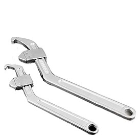 SEIWEI Adjustable C Clamp Spanner Hook Wrench Adjustable Hook & Pin Spanner Wrench Tool Set Locking Nut Wrench For Motorcycle ATV Tool Shock Absorber,Round head,35-105mm