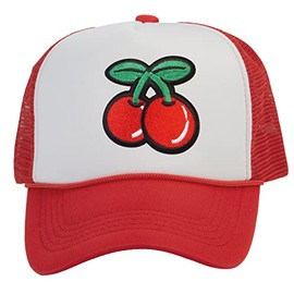 TOP HEADWEAR Large Cherry Hat - Mens Womens Cherries Snapback Trucker Cap White/Red