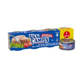 Van Camp's Seafood Solid Skipjack Tuna in Oil, 4-3 oz. Cans (Pack of 6), Wild Caught Canned Tuna