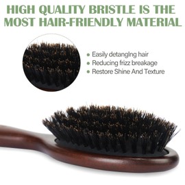 BRUSHZOO Mini Hair Brush, Travel Boar Bristle Hair Brush for Detangling Smoothing Thin Fine Short Normal Hair, Hair Brushes for Women Men Kids Keep Hair Healthy