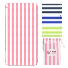 Runmeihe Beach Towel, 63"x32" Double Sided Microfiber Beach Towel for Adult, Lightweight Extra Large Quick Drying Towel for Swimming Sports Beach Gym