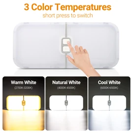 CT CAPETRONIX RV Lights Interior, 3 Color TEM Camper Lights, 204 LEDs Dimmable 12v Volt Led Lights Fixture, RV Ceiling Dome Light w Switch for RV/Camper/Trailer/Boat (Warm Cool Natural White) 4Pcs