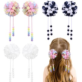 Children's Flower Hair Clip, 3 Pairs Flower Hair Clip, Pearl Hair Clip, Flower Hair Clips, Children, Girls Flower Hair Clip, Hair Clips, Children's Flower with Tassels (B)