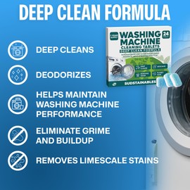 Washing Machine Cleaning Tablets (24 Pack) - Washer Machine Cleaner Tablets for Top Loader, Top Load Washing Machine Cleaner Front Loader, HE Washer Cleaner Tablets, Septic Safe, Deep Clean